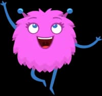 illustration of a dancing pink fuzzy creature